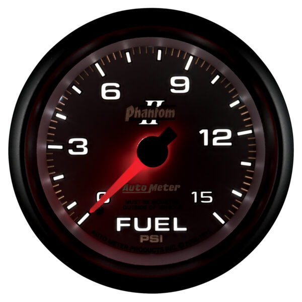 AUTOMETER Fuel Pressure Gauge 2 5/8", 15PSI, Mechanical, Phantom II - Image 4
