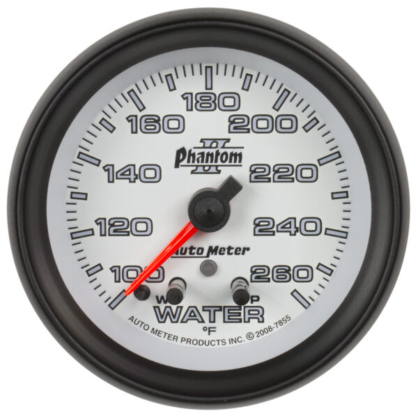 AUTOMETER Water Temperature Gauge 2 5/8", 260°f, Stepper Motor W/ Peak & Warn, Phantom II