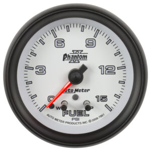 AUTOMETER Fuel Pressure Gauge 2 5/8", 15PSI, Stepper Motor W/ Peak & Warn, Phantom II