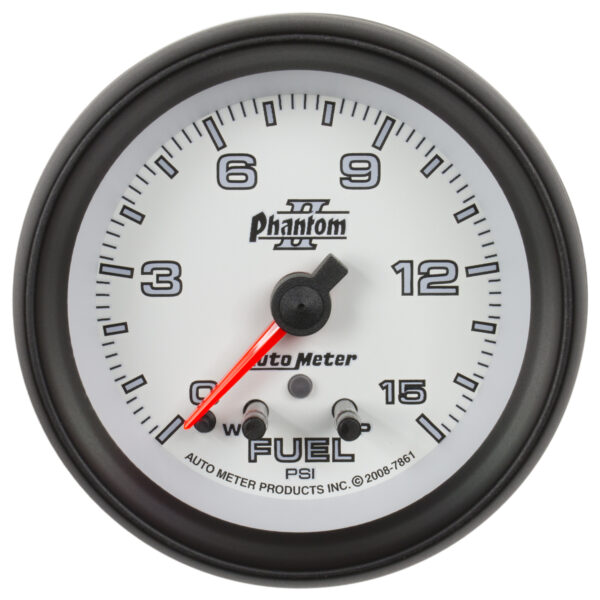 AUTOMETER Fuel Pressure Gauge 2 5/8", 15PSI, Stepper Motor W/ Peak & Warn, Phantom II