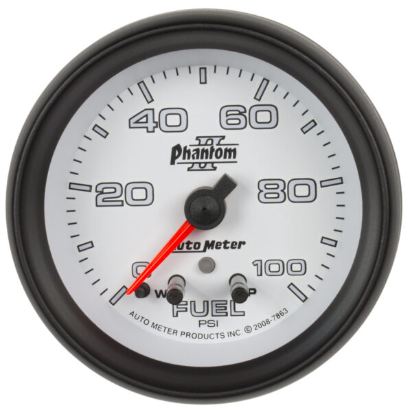 AUTOMETER Fuel Pressure Gauge 2 5/8", 100PSI, Stepper Motor W/ Peak & Warn, Phantom II
