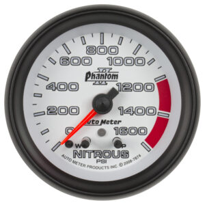 AUTOMETER Nitrous Pressure Gauge 2 5/8", 1600PSI, Stepper Motor W/ Peak & Warn, Phantom II