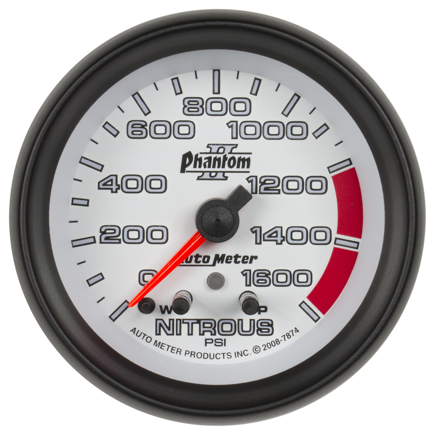 AUTOMETER Nitrous Pressure Gauge 2 5/8", 1600PSI, Stepper Motor W/ Peak & Warn, Phantom II