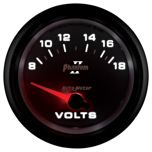 AUTOMETER Voltmeter Gauge 2 5/8", 18V, Electric, Phantom II - Image 4