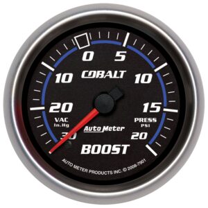 AUTOMETER Vacuum/Boost Gauge 2 5/8", 30Inhg-20PSI, Mechanical, Cobalt