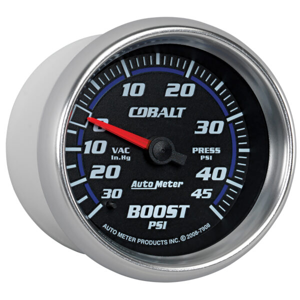 AUTOMETER Vacuum/Boost Gauge 2 5/8", 30Inhg-45PSI, Mechanical, Cobalt - Image 5