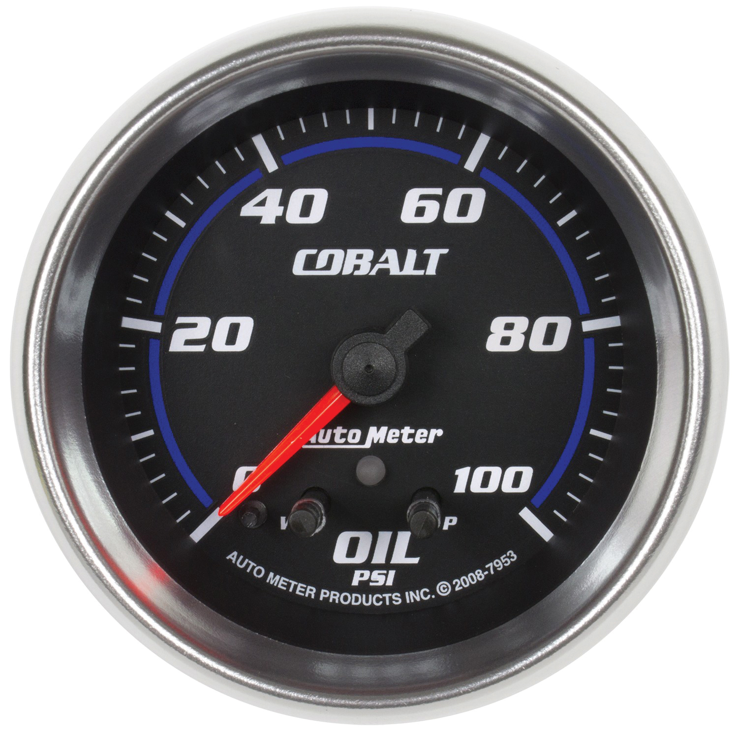 AUTOMETER Oil Pressure Gauge 2 5/8", 100PSI, Stepper Motor W/ Peak & Warn, Cobalt