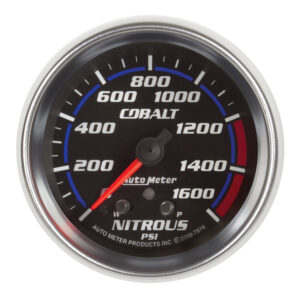 AUTOMETER Nitrous Pressure Gauge 2 5/8", 1600PSI, Stepper Motor W/ Peak & Warn, Cobalt
