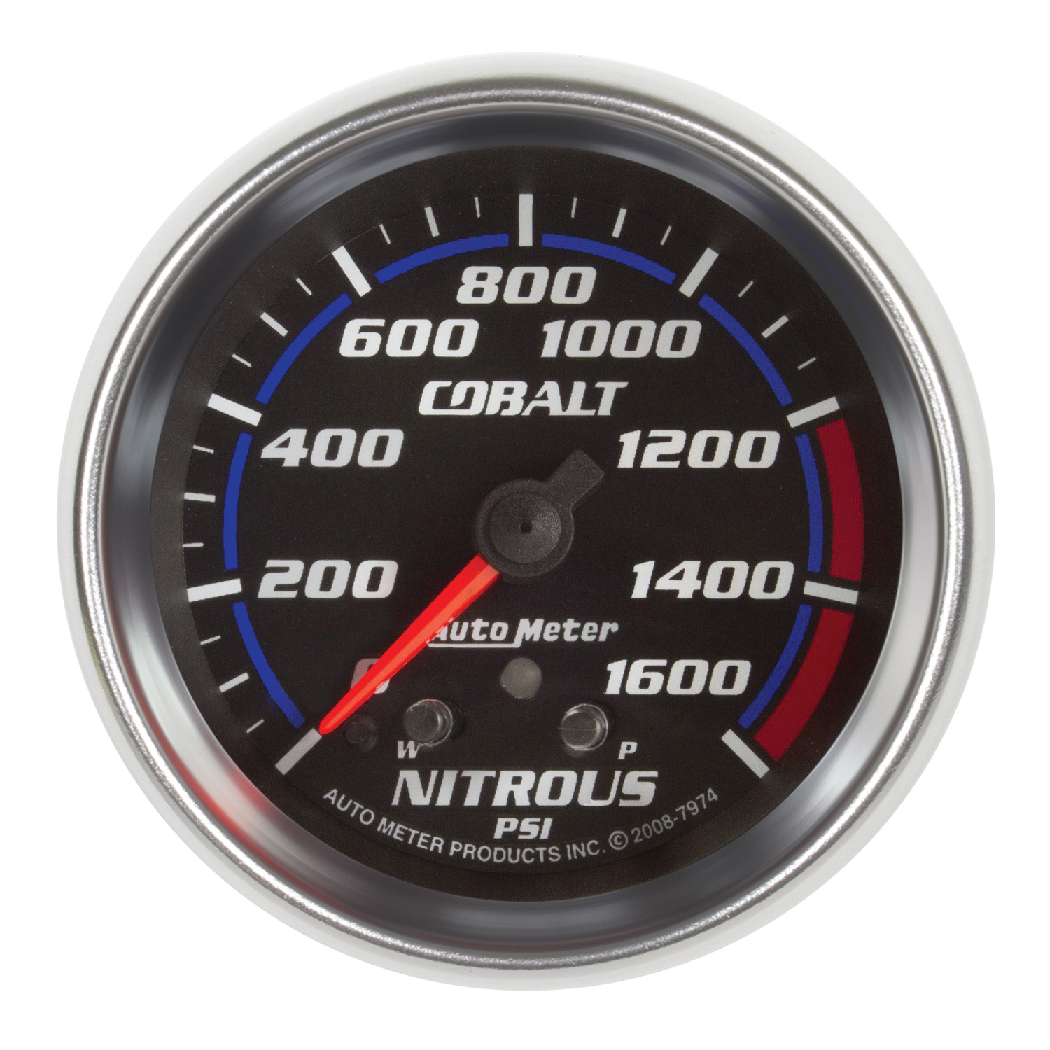 AUTOMETER Nitrous Pressure Gauge 2 5/8", 1600PSI, Stepper Motor W/ Peak & Warn, Cobalt