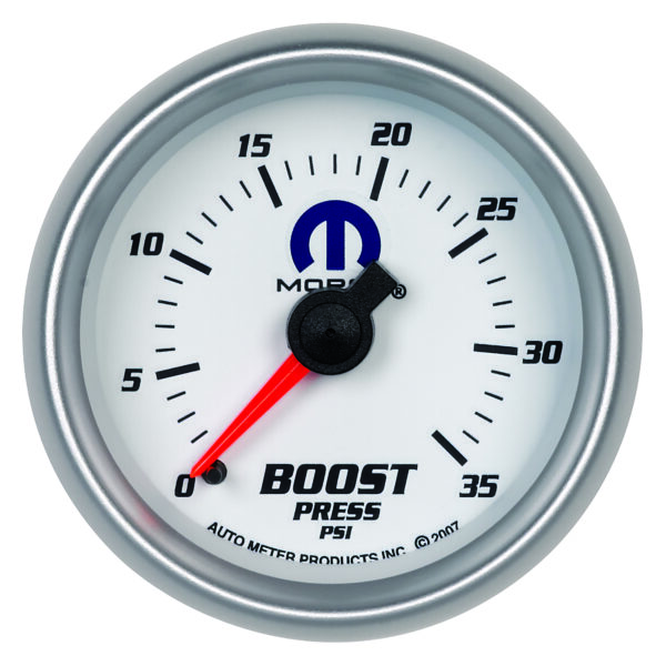 AUTOMETER Boost Gauge 2 1/16", 35PSI, Mechanical, White, Mopar