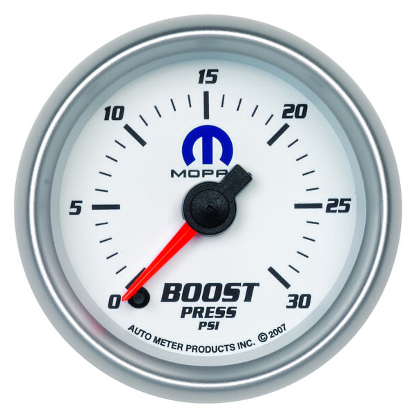 AUTOMETER Boost Gauge 2 1/16", 30PSI, Digital Stepper Motor, White, Mopar