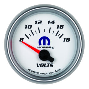 AUTOMETER Voltmeter Gauge 2 1/16", 18V, Electric, White, Mopar