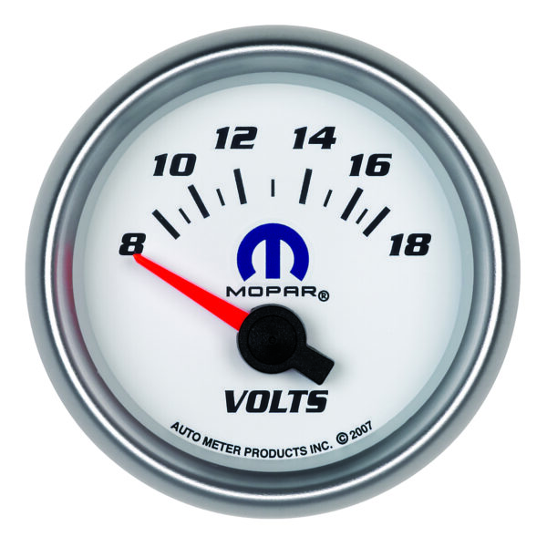 AUTOMETER Voltmeter Gauge 2 1/16", 18V, Electric, White, Mopar
