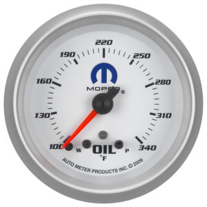 AUTOMETER Oil Temperature Gauge 2 5/8", 340°f, Stepper Motor W/ Peak & Warn, White, Mopar