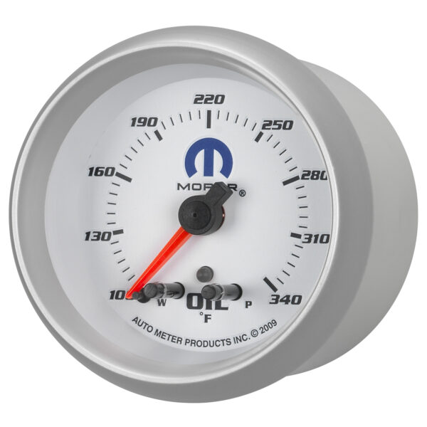 AUTOMETER Oil Temperature Gauge 2 5/8", 340°f, Stepper Motor W/ Peak & Warn, White, Mopar - Image 2