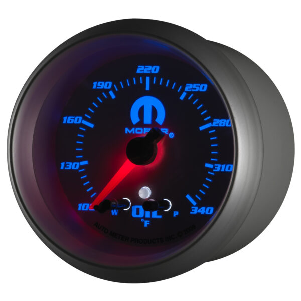 AUTOMETER Oil Temperature Gauge 2 5/8", 340°f, Stepper Motor W/ Peak & Warn, White, Mopar - Image 3