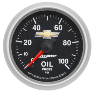 AUTOMETER Oil Pressure Gauge 2 1/16", 100PSI, Digital Stepper Motor, Chevy Gold Bowtie