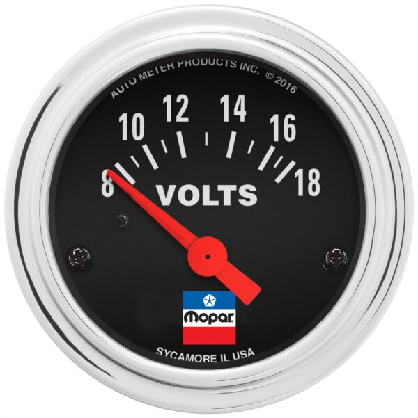 AUTOMETER Voltmeter Gauge 2-1/16", 8-18 Volts, Elec, Mopar Classic