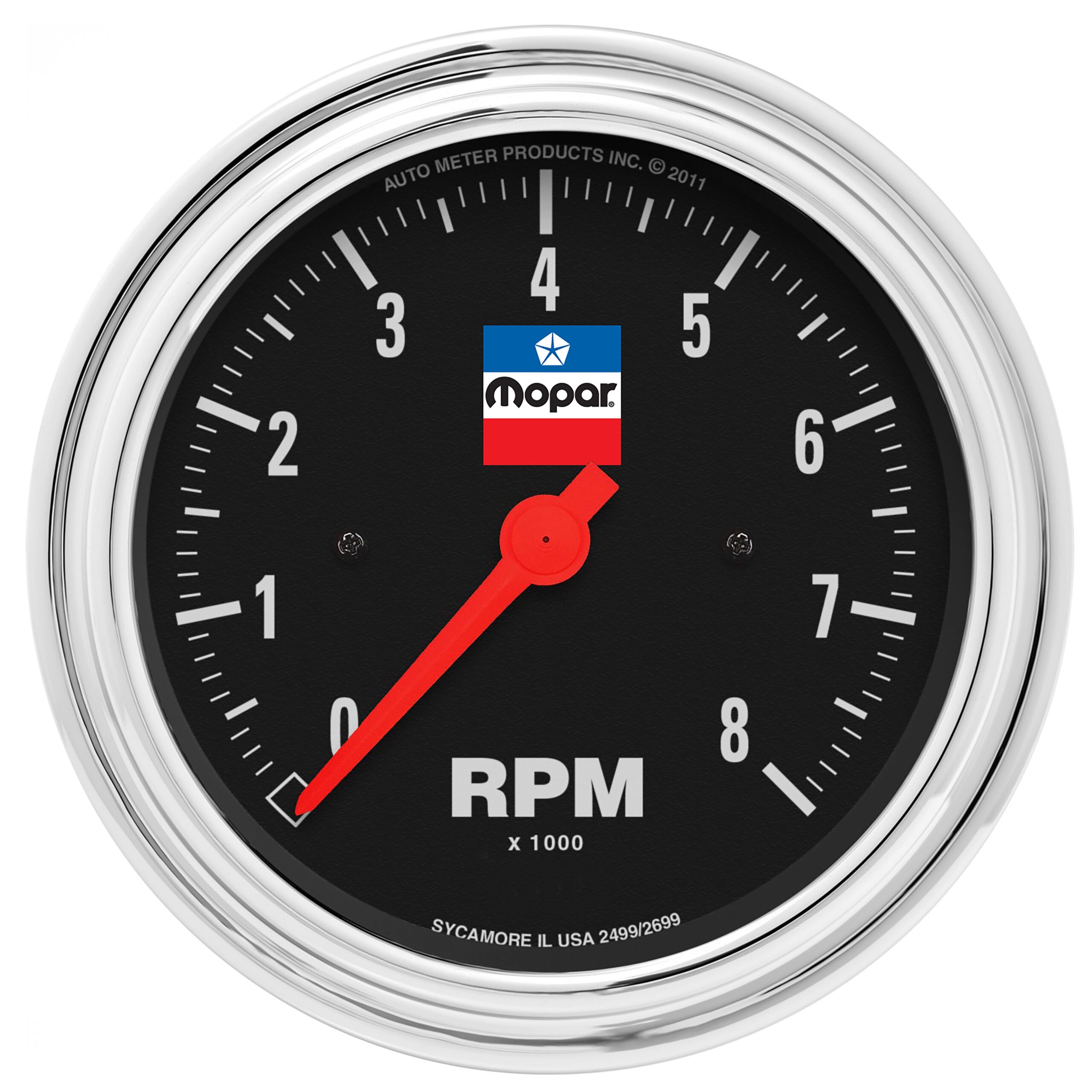AUTOMETER Tachometer Gauge 3 3/8", 8,000 RPM, 4,6,8 Cyl, In-Dash, Mopar Classic