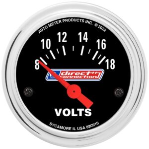 AUTOMETER Gauge, Voltmeter, 2-1/16", 8-18 Volts, Elec, Mopar Mopar Direct Connection