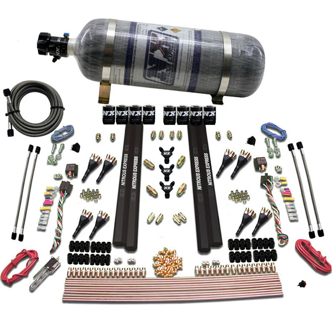 NITROUS EXPRESS Sx2 Dual Stage 8 Solenoid /Petrol/Gasoline 200-1200HP With Composite Bottle