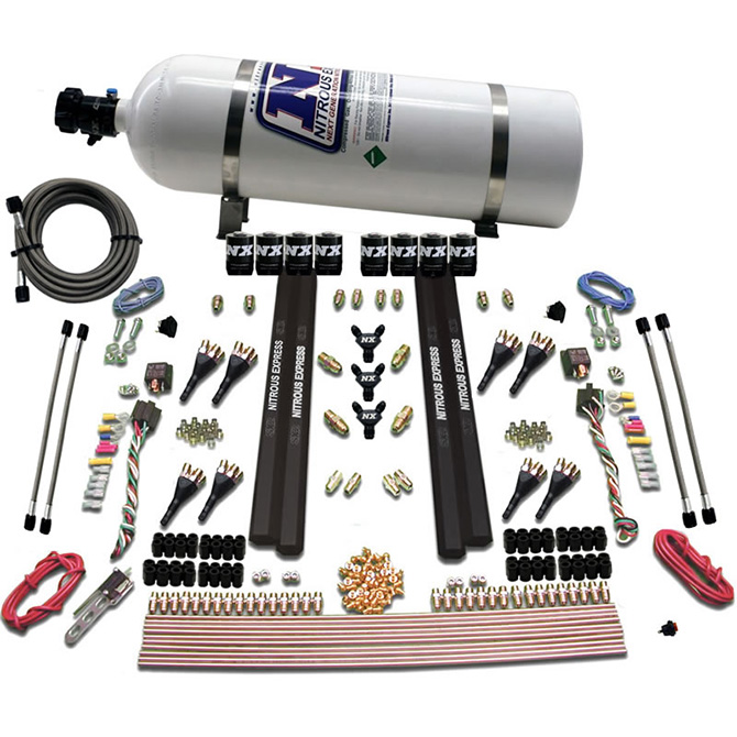 NITROUS EXPRESS Sx2 Dual Stage 8 Solenoid /Petrol/Gasoline 200-1200HP With 15lb Bottle