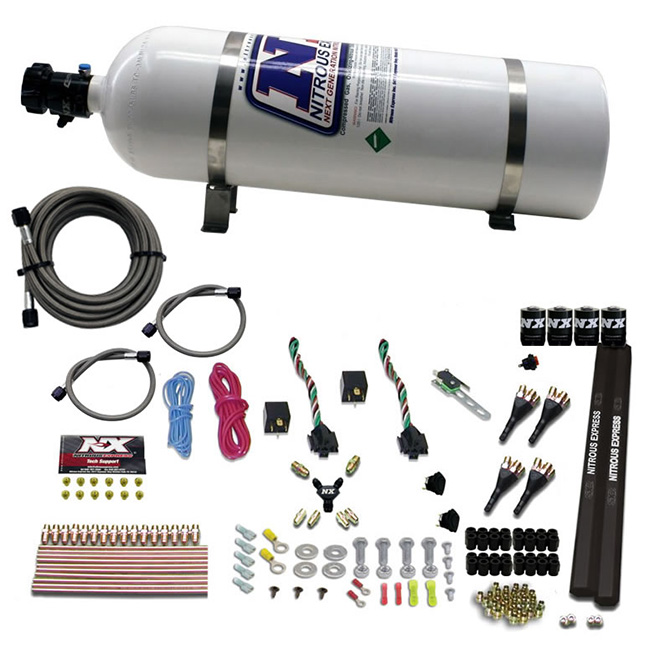 NITROUS EXPRESS 4-Cyl Sx2 Nozzle System W/ 15lb Bottle (100-300HP X 2)