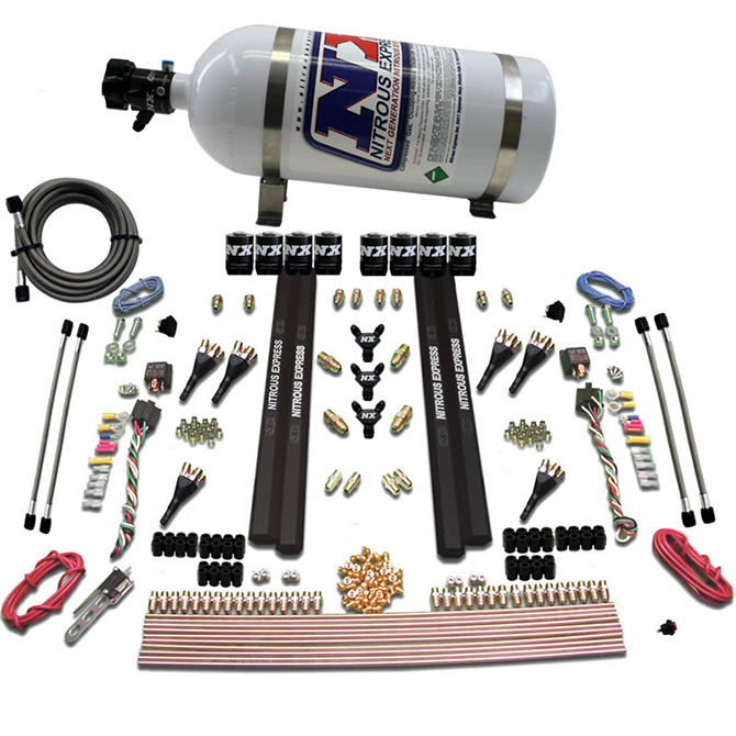 NITROUS EXPRESS 6-Cyl. Sx2 Dual Stage Nozzle System W/ 10lb Bottle