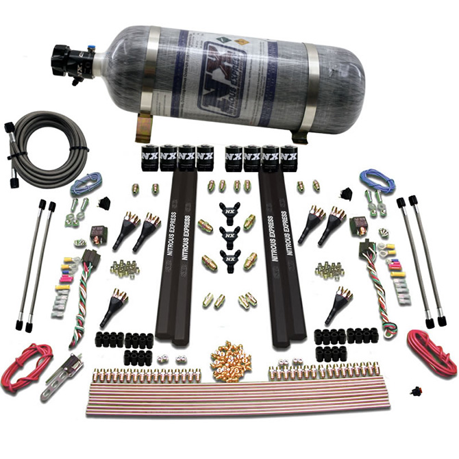 NITROUS EXPRESS 6-Cyl. Sx2 Dual Stage Nozzle System W/ 12lb Bottle