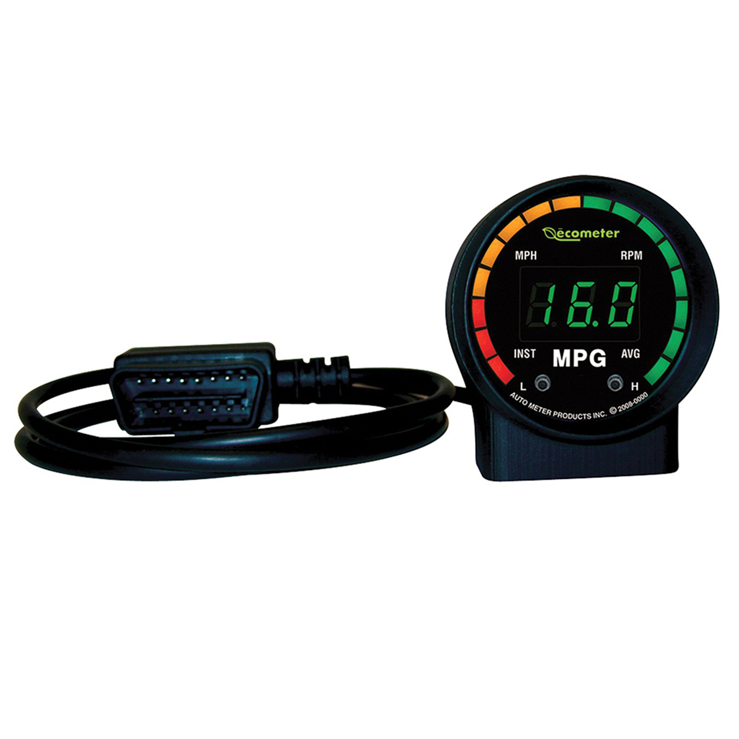 AUTOMETER Fuel Economy Gauge 2", RPM/MPH/Inst & Avg MPG, Digital, OBDII, Ecometer II