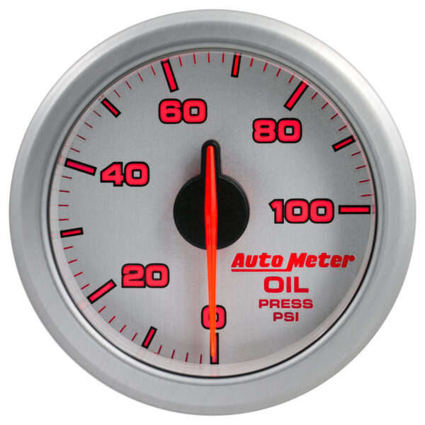 AUTOMETER 2-1/16" Oil Press, 0-100 PSI, Airdrive, Silver - Image 2