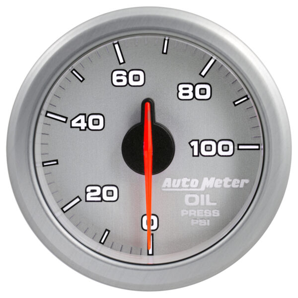 AUTOMETER 2-1/16" Oil Press, 0-100 PSI, Airdrive, Silver