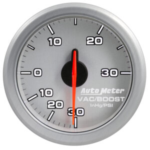 AUTOMETER 2-1/16" Boost/Vac, 30 In Hg/30 PSI, Airdrive, Silver