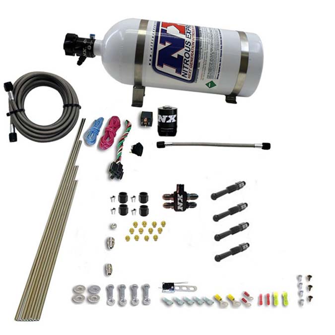 NITROUS EXPRESS Dry Direct Port Nitrous System. 4 Cylinder W/ 10lb Bottle