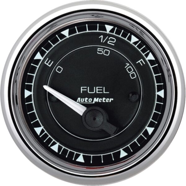 AUTOMETER Gauge, Fuel Level, 2 1/16", 73Ωe To 10Ωf, Elec,  Chrono Chrome