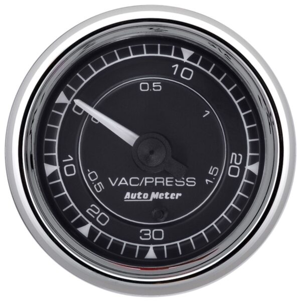 AUTOMETER Gauge, Vac/Boost, 2 1/16", 30Inhg-30PSI, Digital Stepper Motor, Chrono Chrome