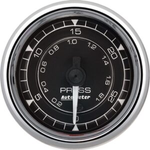AUTOMETER Gauge, Pressure, 2 1/16", 30PSI, Digital Stepper Motor, Chrono Chrome