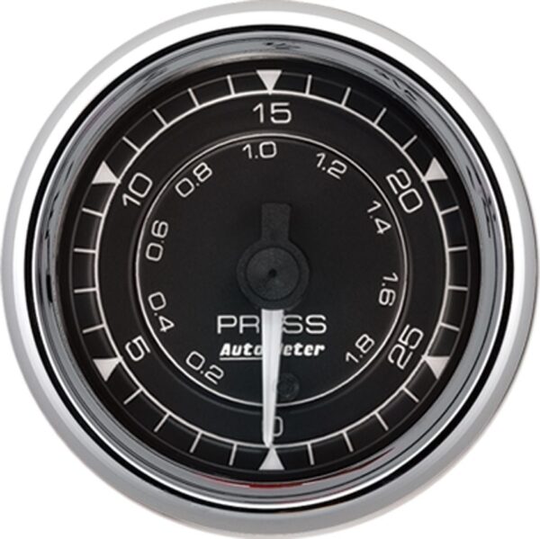 AUTOMETER Gauge, Pressure, 2 1/16", 30PSI, Digital Stepper Motor, Chrono Chrome