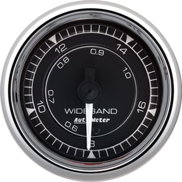 AUTOMETER Gauge, Air/Fuel Ratio-Wideband, Analog, 2 1/16", 8:1-18:1, Stepper Motor, Chrono Chrome