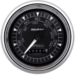 AUTOMETER Gauge, Speedometer, 3 3/8", 160MPH, Elec. Programmable, Chrono Chrome
