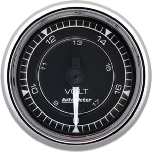 AUTOMETER Gauge, Voltmeter, 2 1/16", 18V, Digital Stepper Motor, Chrono Chrome