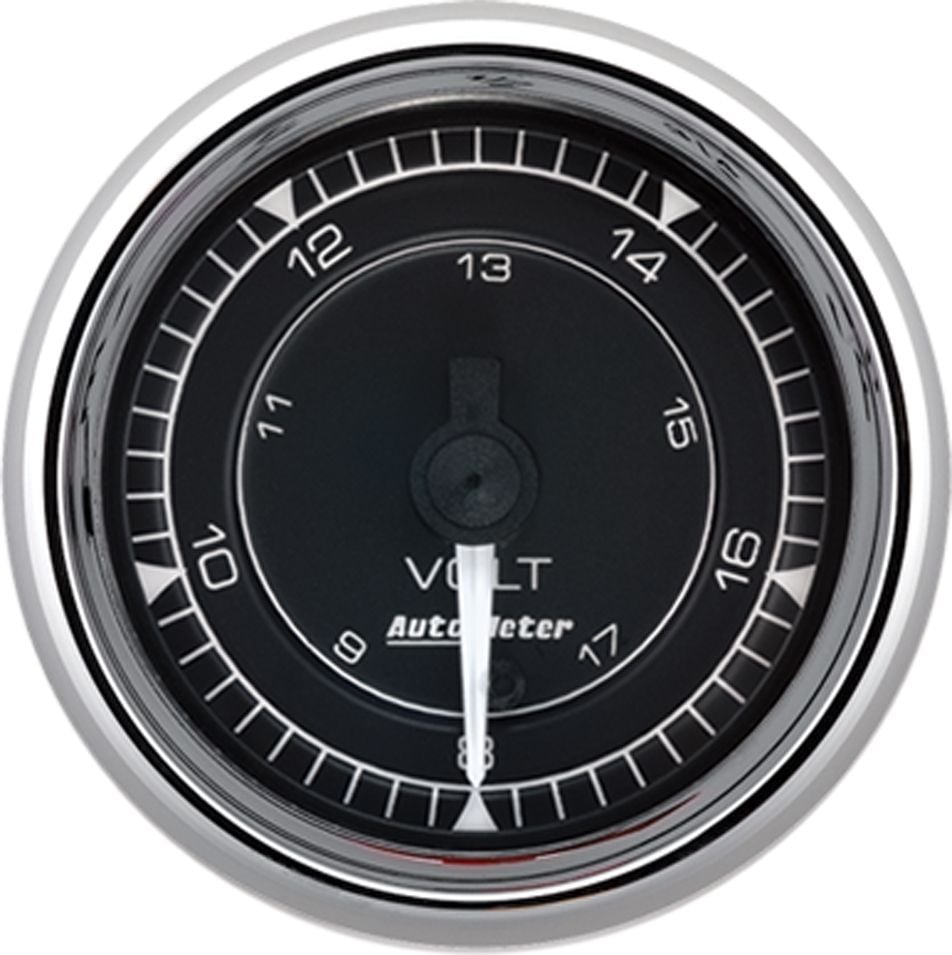 AUTOMETER Gauge, Voltmeter, 2 1/16", 18V, Digital Stepper Motor, Chrono Chrome