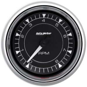 AUTOMETER Gauge, Tachometer, 3 3/8", 8K RPM, In-Dash, Chrono Chrome