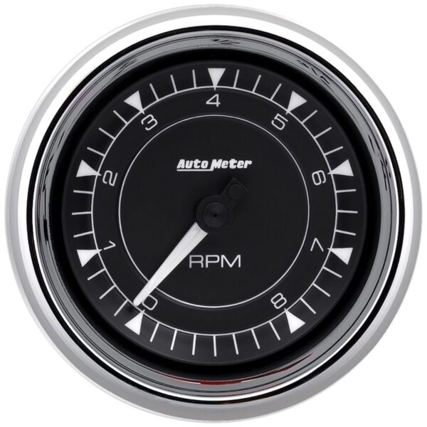 AUTOMETER Gauge, Tachometer, 3 3/8", 8K RPM, In-Dash, Chrono Chrome