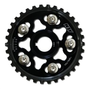 AEM Tru-Time Adjustable Cam Gear. Black. 5-Bolt. Acura B17A1, B18A1, B18B1, B18C1 & B18C5. Honda B16A2, B16A3, B20A5, B20B4, B20Z2, B21A1 & H23A1