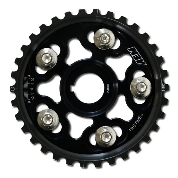 AEM Tru-Time Adjustable Cam Gear. Black. 5-Bolt. Acura B17A1, B18A1, B18B1, B18C1 & B18C5. Honda B16A2, B16A3, B20A5, B20B4, B20Z2, B21A1 & H23A1