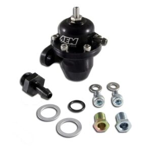AEM Adjustable Fuel Pressure Regulator. Black. Acura & Honda Inline Flange with Straight Return Line Fitting