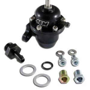 AEM Adjustable Fuel Pressure Regulator. Black. Acura & Honda Offset Flange with Straight Return Line Fitting