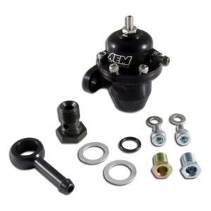 AEM Adjustable Fuel Pressure Regulator. Black. Acura & Honda Inline Flange with 90 Degree Return Line Fitting
