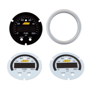 AEM X-Series 2 1/16" Oil Or Fuel Pressure Gauge Faceplate Accessory Kit, Black & White